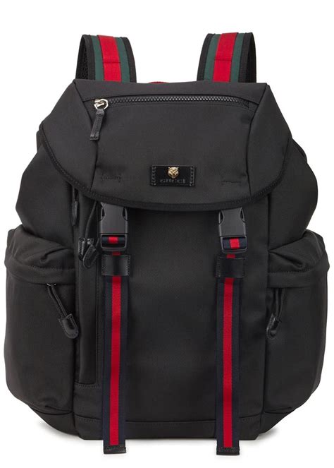 black gucci backpack used|Gucci black canvas backpack.